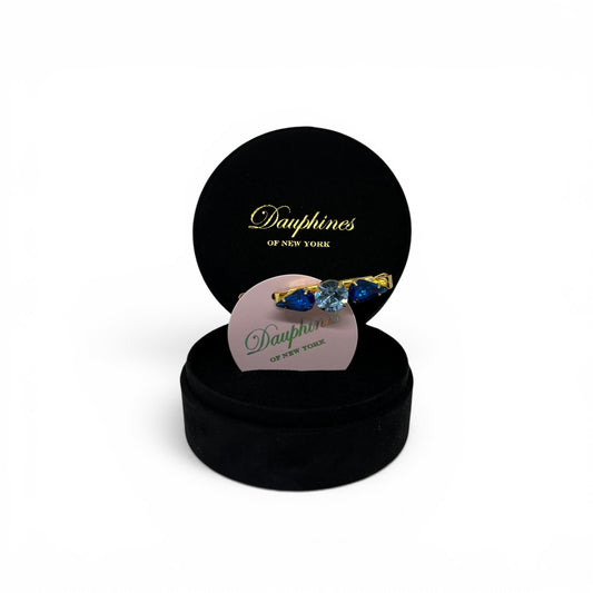 Aegean - Sparkling Vibrant and Pastel Blue Swarovski Crystal Hair Barrette - 18K Gold