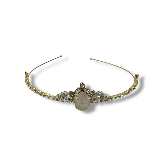 Alabaster Statue Swarovski Accented Crystal Tiara - Ivory/Clear/18K Gold