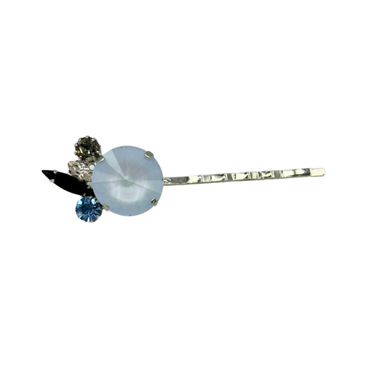 Blue Hue Bobby Pin featuring Powder Blue Oversize Crystal - Rhodium