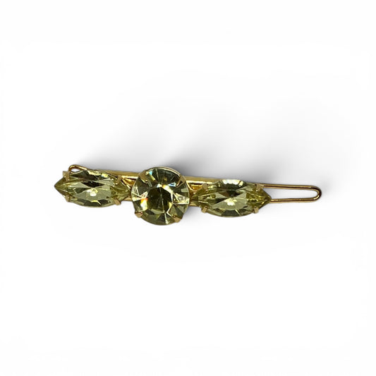 Butter - Sparkling Pastel Yellow Swarovski Crystal Hair Barrette - 18K Gold