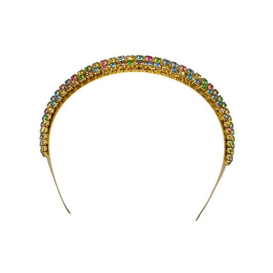 Candyland Crown Headband - Pastel Rainbow/18K Gold