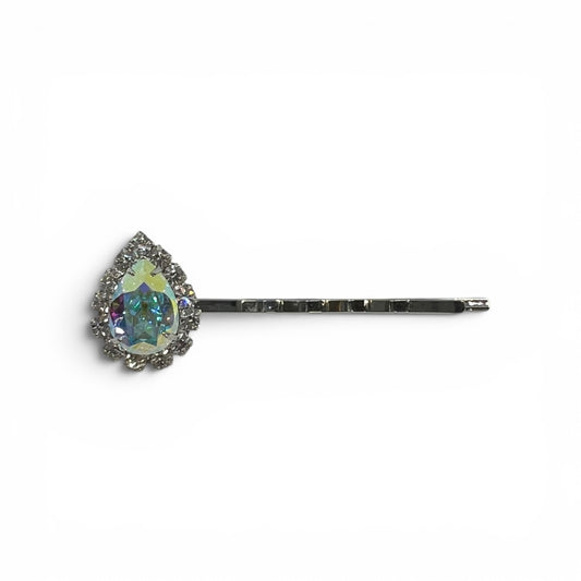 Classic Jewel Bobby Pin featuring Sparkling Swarovski Crystals - Iridescent/Rhodium