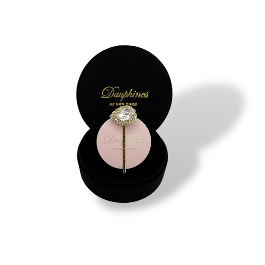 Classic Jewel Bobby Pin featuring Sparkling Swarovski Crystals - Clear/18K Gold