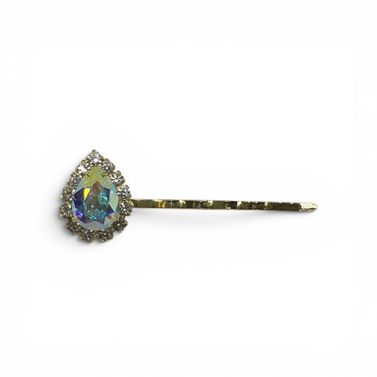 Classic Jewel Bobby Pin featuring Sparkling Swarovski Crystals - Iridescent/18K Gold