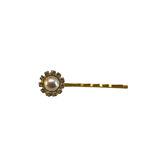 June (Pearl) - The Birthstone Collection - Bobby Pin featuring Sparkling Swarovski Crystals - Pearl/Gold