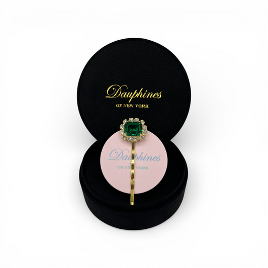 May (Emerald) - The Birthstone Collection - Bobby Pin featuring Sparkling Swarovski Crystals - Emerald/Gold