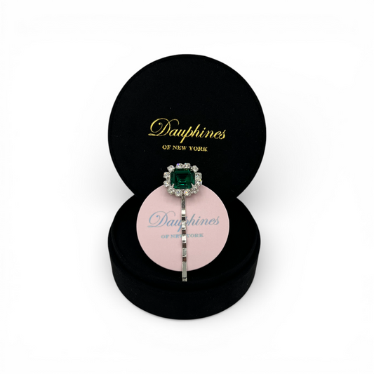 May (Emerald) - The Birthstone Collection - Bobby Pin featuring Sparkling Swarovski Crystals - Emerald/Silver