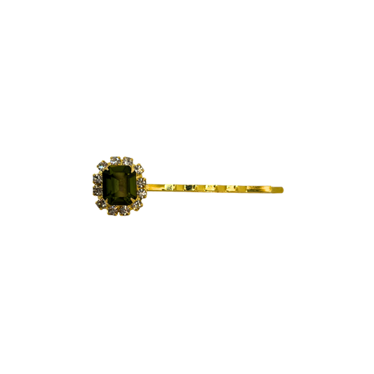 August (Peridot) - The Birthstone Collection - Bobby Pin featuring Sparkling Swarovski Crystals - Peridot/Gold