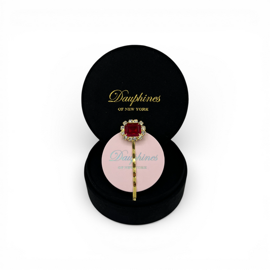 July (Ruby) - The Birthstone Collection - Bobby Pin featuring Sparkling Swarovski Crystals - Ruby/Gold