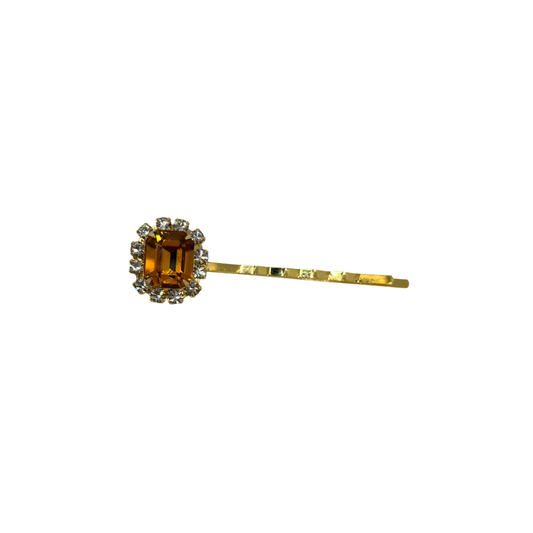 November (Topaz) - The Birthstone Collection - Bobby Pin featuring Sparkling Swarovski Crystals - Topaz/Gold