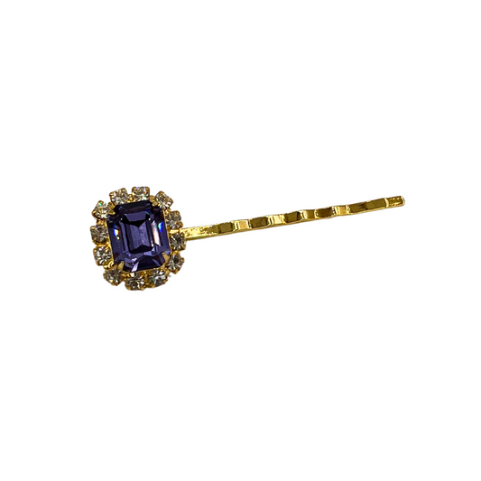 December (Tanzanite) - The Birthstone Collection - Bobby Pin featuring Sparkling Swarovski Crystals - Tanzanite/Gold