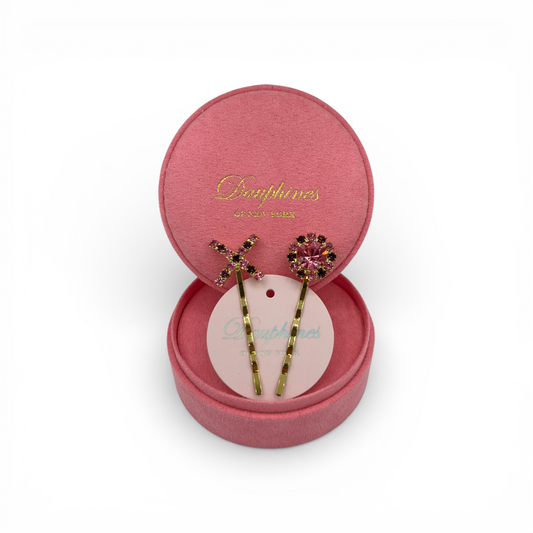 XOXO Valentine's Day 18K Gold Plated Bobby Pin Set, Set of Two