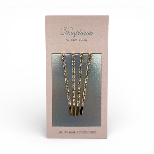 Sparkle Princess Crystal Bobby Pins, Set of Four - Clear / 18K Gold