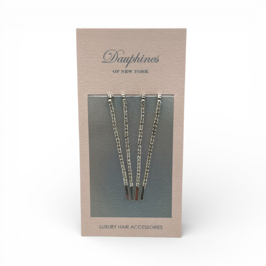 Sparkle Princess Crystal Bobby Pins, Set of Four - Clear / Silver