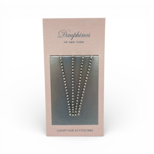 Sparkle Princess Crystal Bobby Pins, Set of Four - Pearl / Silver