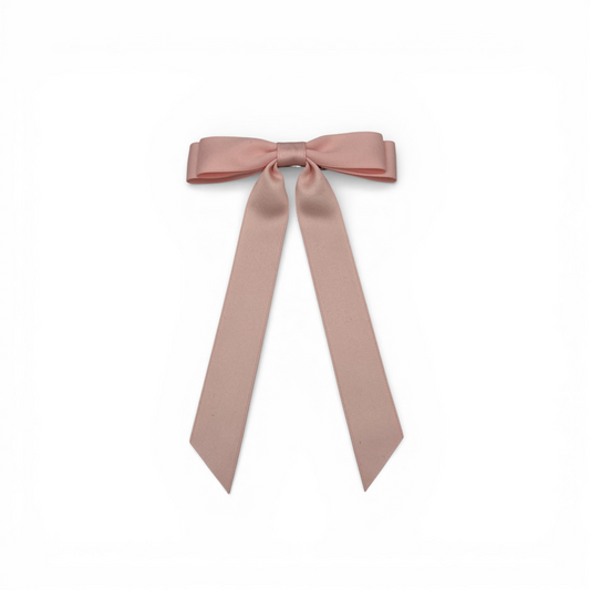 The Reverie Satin Hair Bow Barrette - Pastel Pink