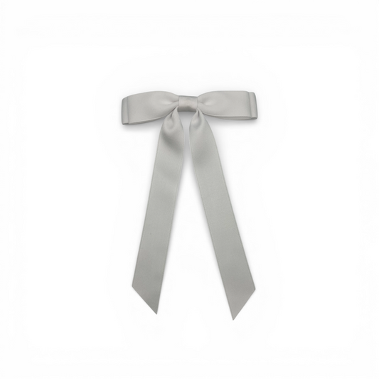 The Reverie Satin Hair Bow Barrette - White