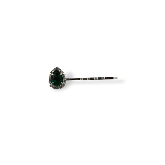 Classic Jewel Bobby Pin featuring Sparkling Swarovski Crystals - Emerald/Rhodium