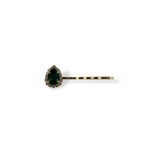 Classic Jewel Bobby Pin featuring Sparkling Swarovski Crystals - Emerald/18K Gold