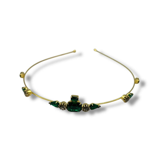 Emerald Dreams Swarovski Accented Crystal Tiara - Emerald/18K Gold