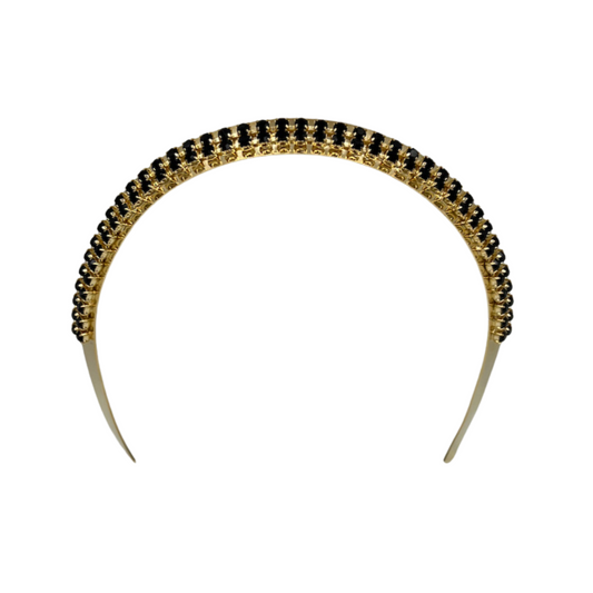 Film Noir Crown Headband - Noir Black/18K Gold