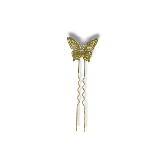 Flutter French Hair Pin - Clear/18K Gold