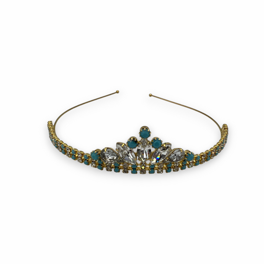 Holiday in the Sun Swarovski Accented Crystal Tiara - Turquoise/18K Gold