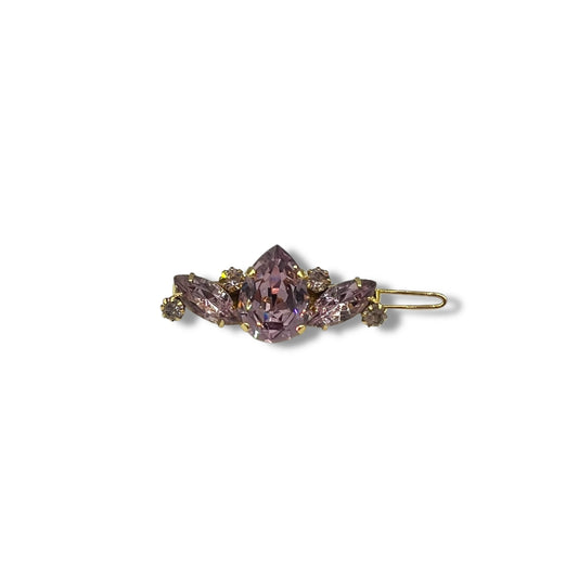 Lilac Gem - Sparkling Lilac Swarovski Crystal Hair Barrette - 18K Gold