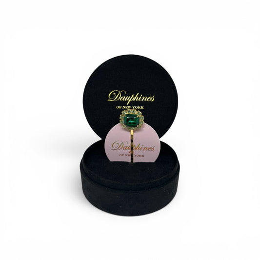 Palm House, Bobby Pin with Emerald Centerpiece and Lime Accents - 18K Gold