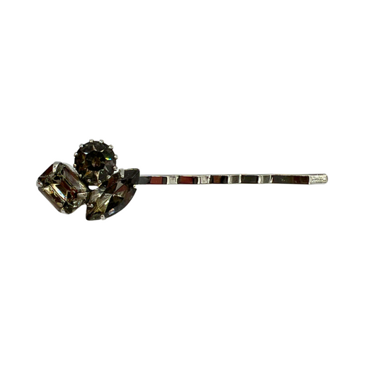 Sparkle Silver Bobby Pin featuring Sparkling Smoke Silver Accent - Rhodium