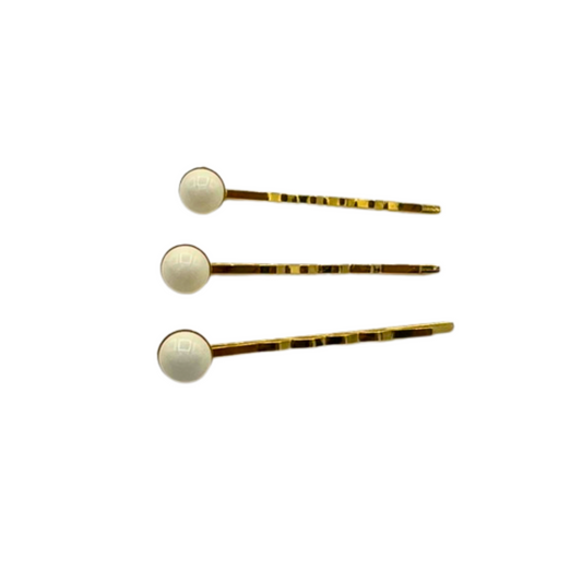 The Spotlight Bobby Pins, Set of Four - Matte Ivory Pearl / 18K Gold