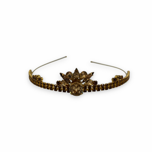 Sunrise Swarovski Accented Crystal Tiara - Bronze/18K Gold