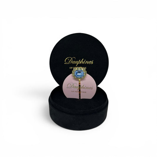 Turquoise Coast, Bobby Pin with Pastel Blue Centerpiece and Lime Accents - 18K Gold