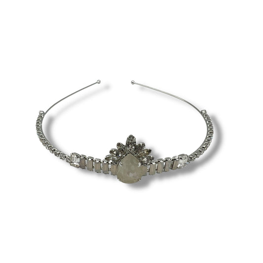 Victoriana Swarovski Accented Crystal Tiara - Ivory/Clear/Rhodium