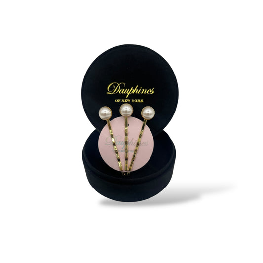 The Spotlight Bobby Pins, Set of Four - Classic Pearl / 18K Gold
