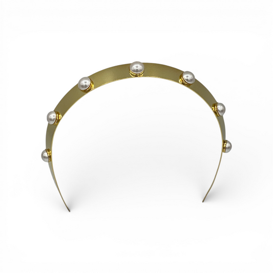 Uptown Girl Crown Headband - Pearl/18K Gold