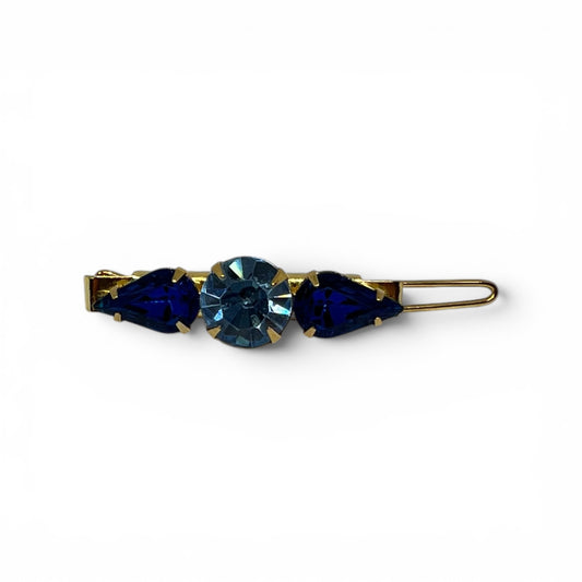 Aegean - Sparkling Vibrant and Pastel Blue Swarovski Crystal Hair Barrette - 18K Gold