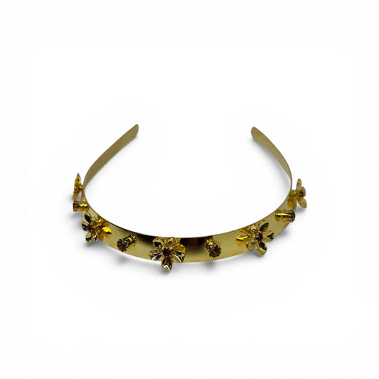 Classic Flowers Crown Headband - Bronze/18K Gold