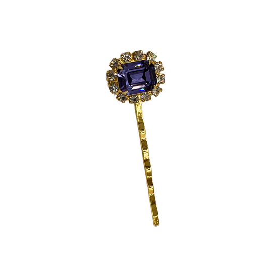 December (Tanzanite) - The Birthstone Collection - Bobby Pin featuring Sparkling Swarovski Crystals - Tanzanite/Gold