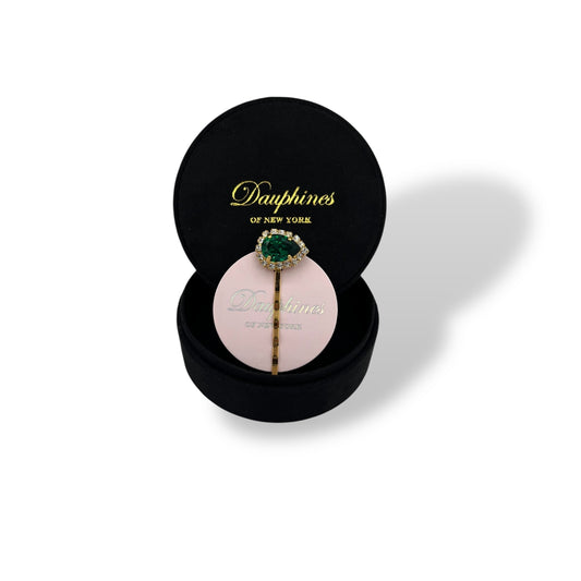 Classic Jewel Bobby Pin featuring Sparkling Swarovski Crystals - Emerald/18K Gold