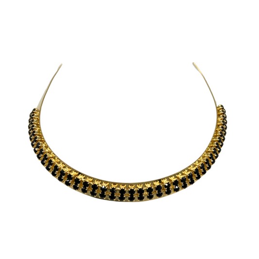 Film Noir Crown Headband - Noir Black/18K Gold