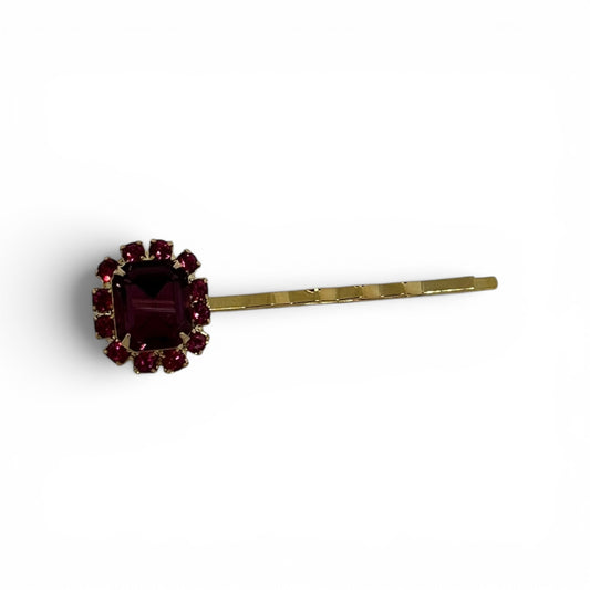 Imperial, Bobby Pin with Amethyst Centerpiece and Fuchsia Accents - 18K Gold