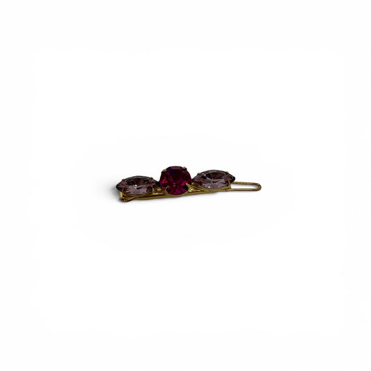 Orchid - Sparkling Lilac and Fuchsia Swarovski Crystal Hair Barrette - 18K Gold
