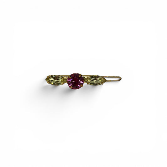 Spring Flowers - Sparkling Pastel Yellow and Rose Swarovski Crystal Hair Barrette - 18K Gold