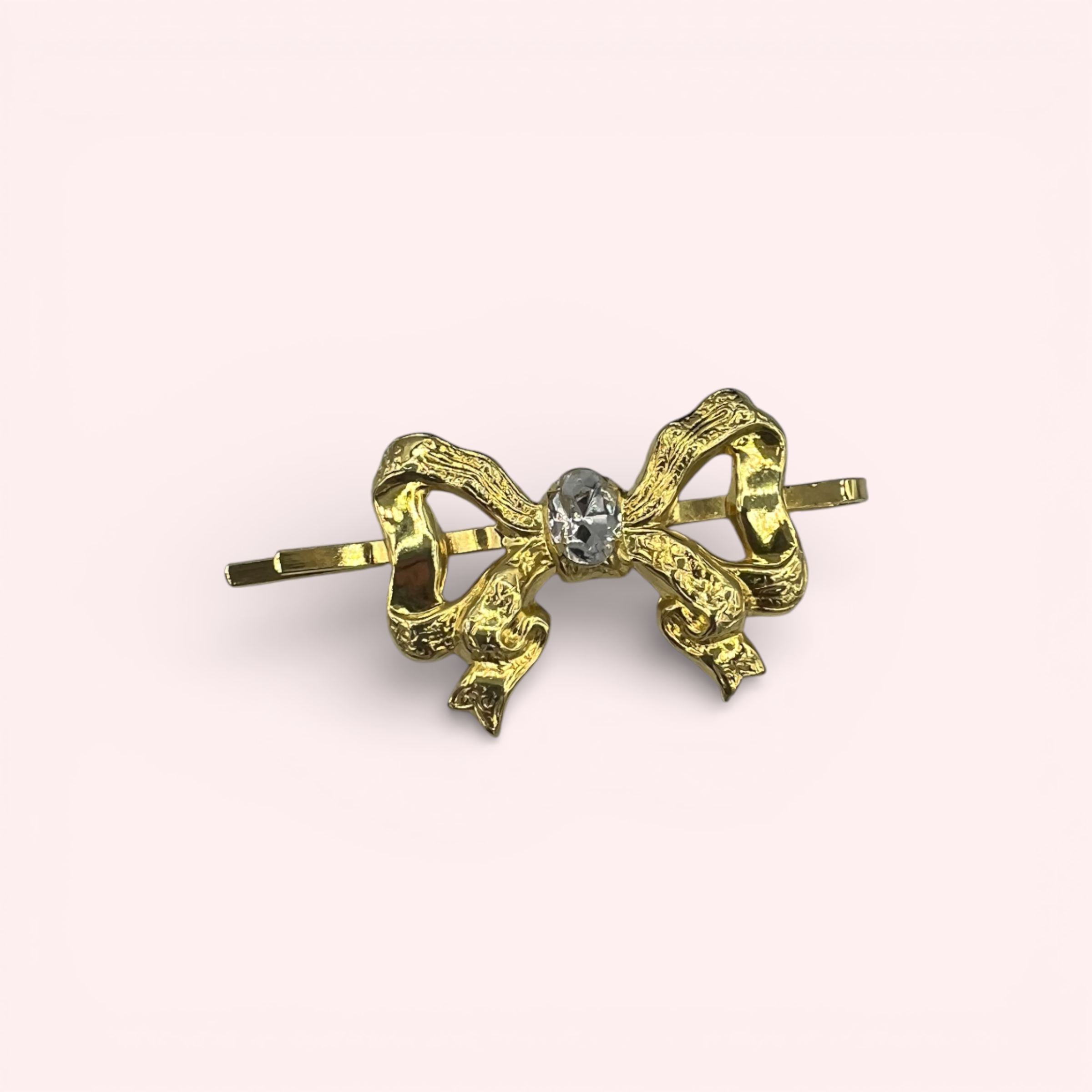 The Eloise Bobby Pin with Bow and Swarovski Crystal Accent - 18K