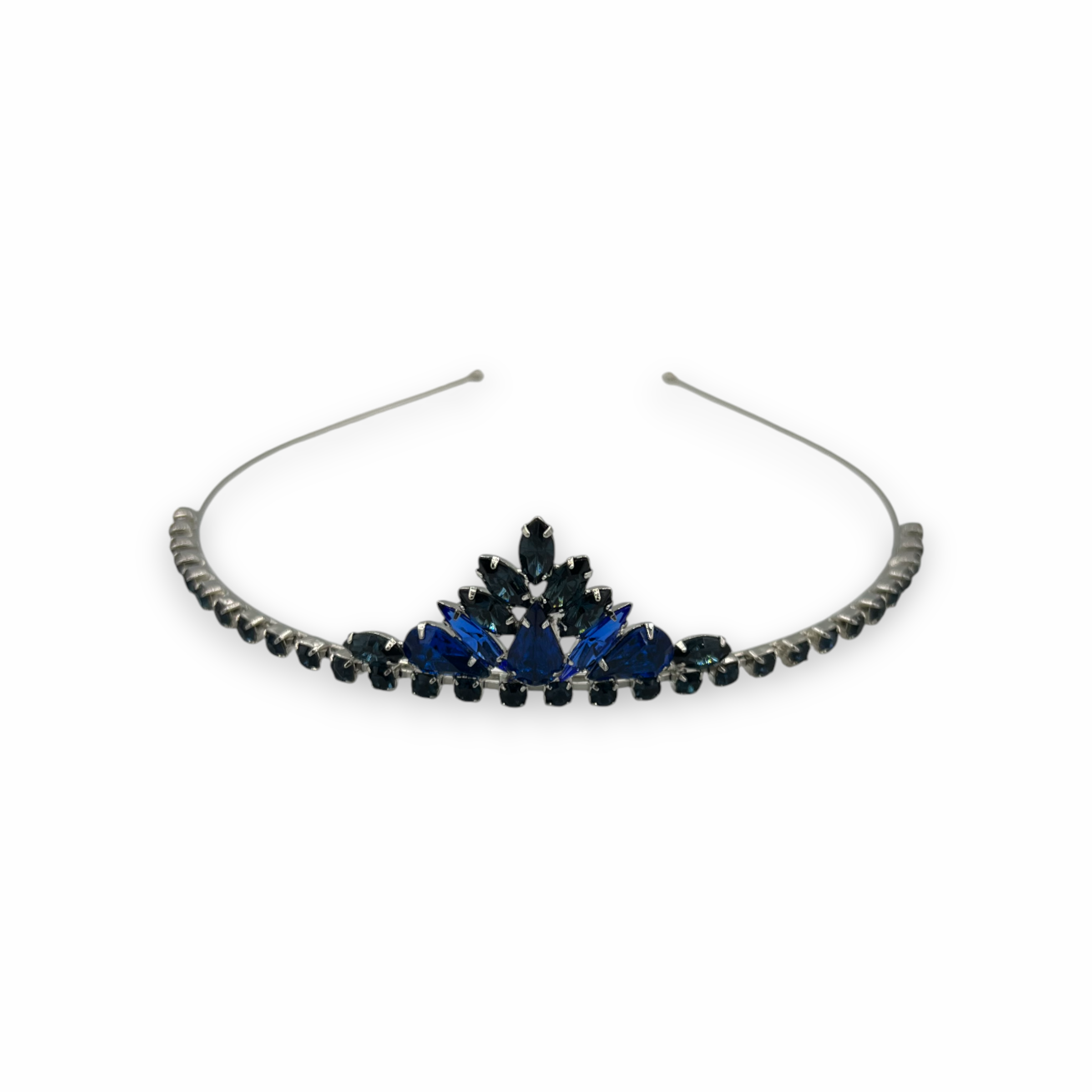 Midnight Swarovski Accented Crystal Tiara - Sapphire/Silver