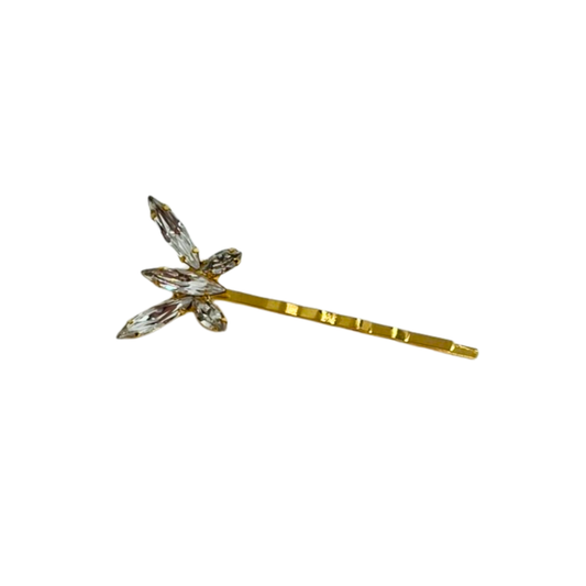 Crystal Skies Bobby Pin featuring Sparkling Clear Crystal Butterfly Accent - 18K Gold