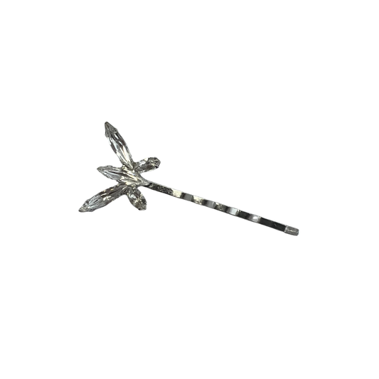 Crystal Skies Bobby Pin featuring Sparkling Clear Crystal Butterfly Accent - Rhodium