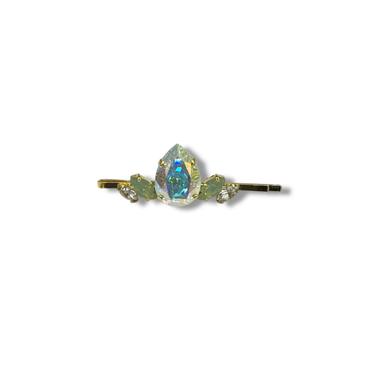 Iridescent Sparkle, Bobby Pin with Pastel Pink and Mint Swarovski Crystal Accents - 18K Gold