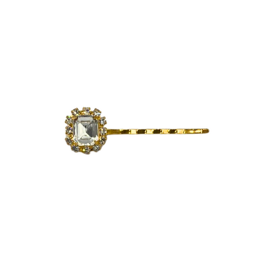 Just A Jewel Bobby Pin featuring Sparkling Swarovski Crystals - Clear/Gold